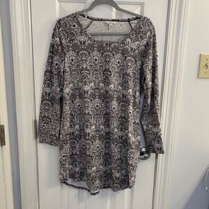 Soma Black and White Patterned Pajama Top